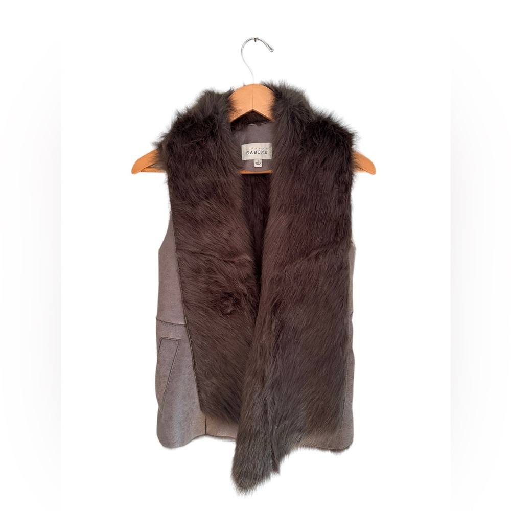 NWOT / EUC Sabine Gray Faux Fur Vest Vegan Size S